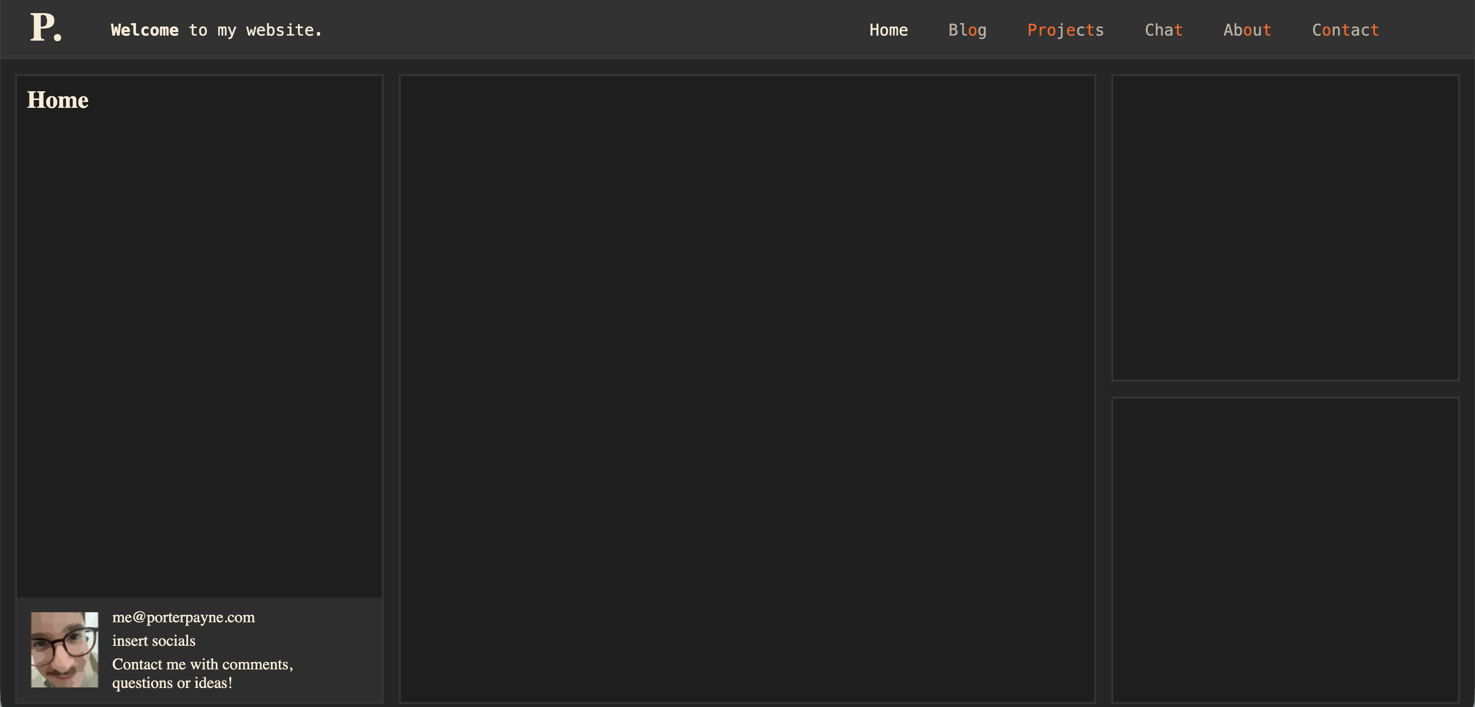 Screen shot of home page of the website